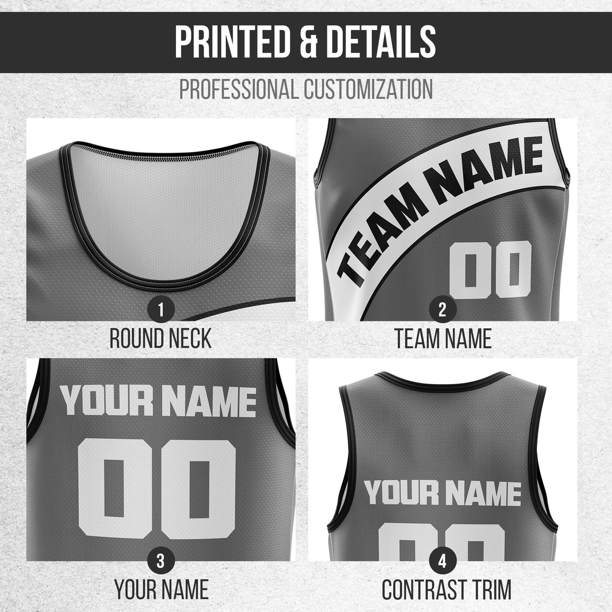 Custom Elite Dark Grey Basketball Chest Slash Classic Top