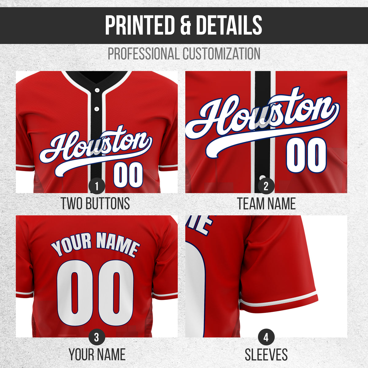 Custom City Pulse Red Baseball Sports Jersey Personalized Uniform with Name & Number