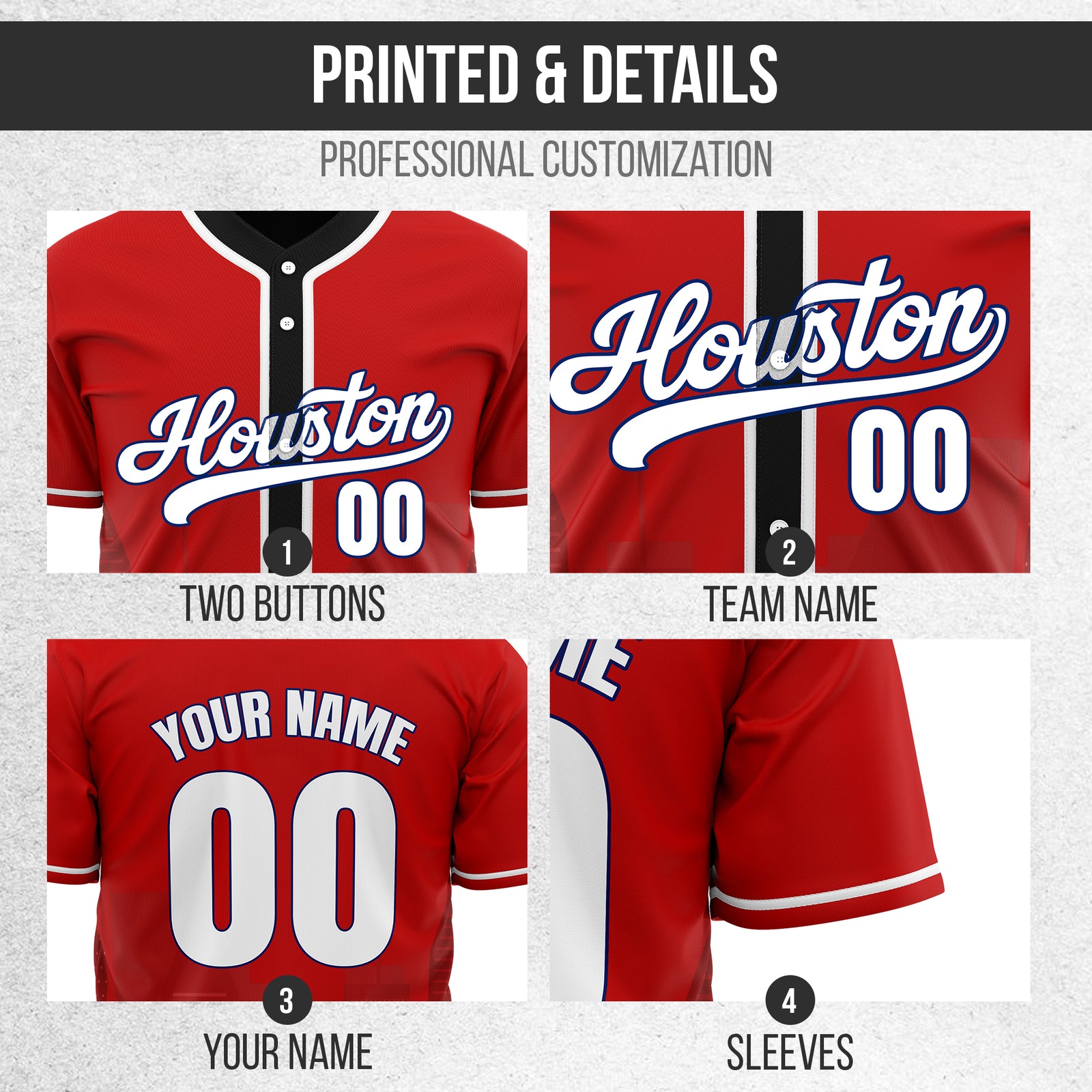 Custom City Pulse Red Baseball Sports Jersey Personalized Uniform with Name & Number