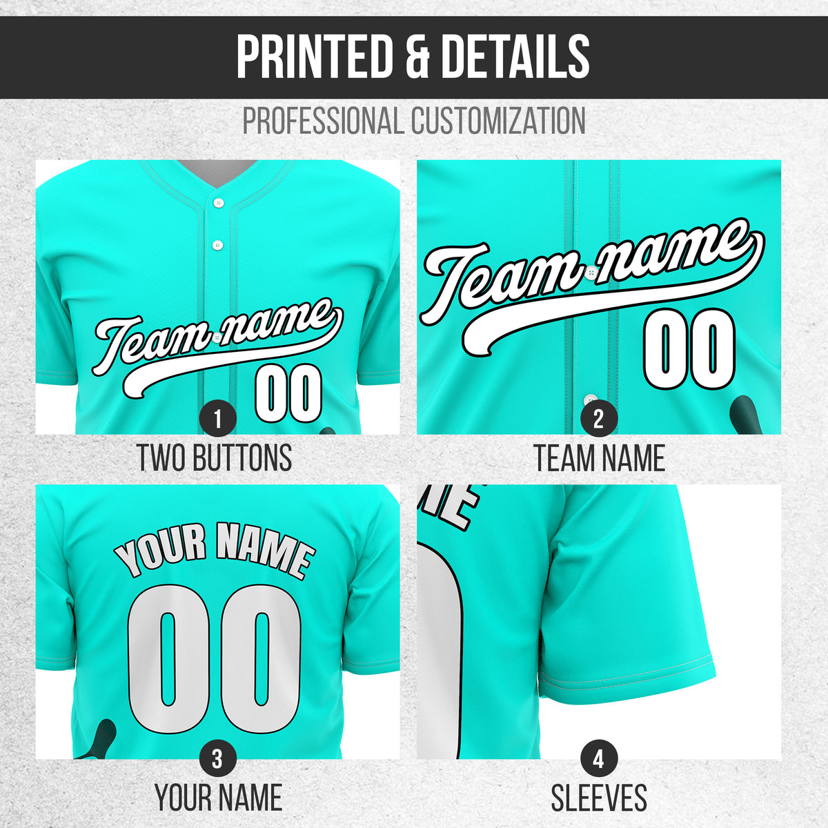 Custom Aqua Baseball Wave Sports Jersey Personalized Uniform with Name & Number