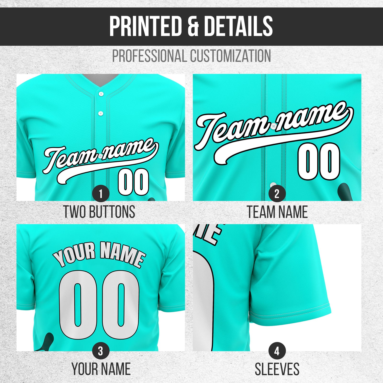 Custom Aqua Baseball Wave Sports Jersey Personalized Uniform with Name & Number