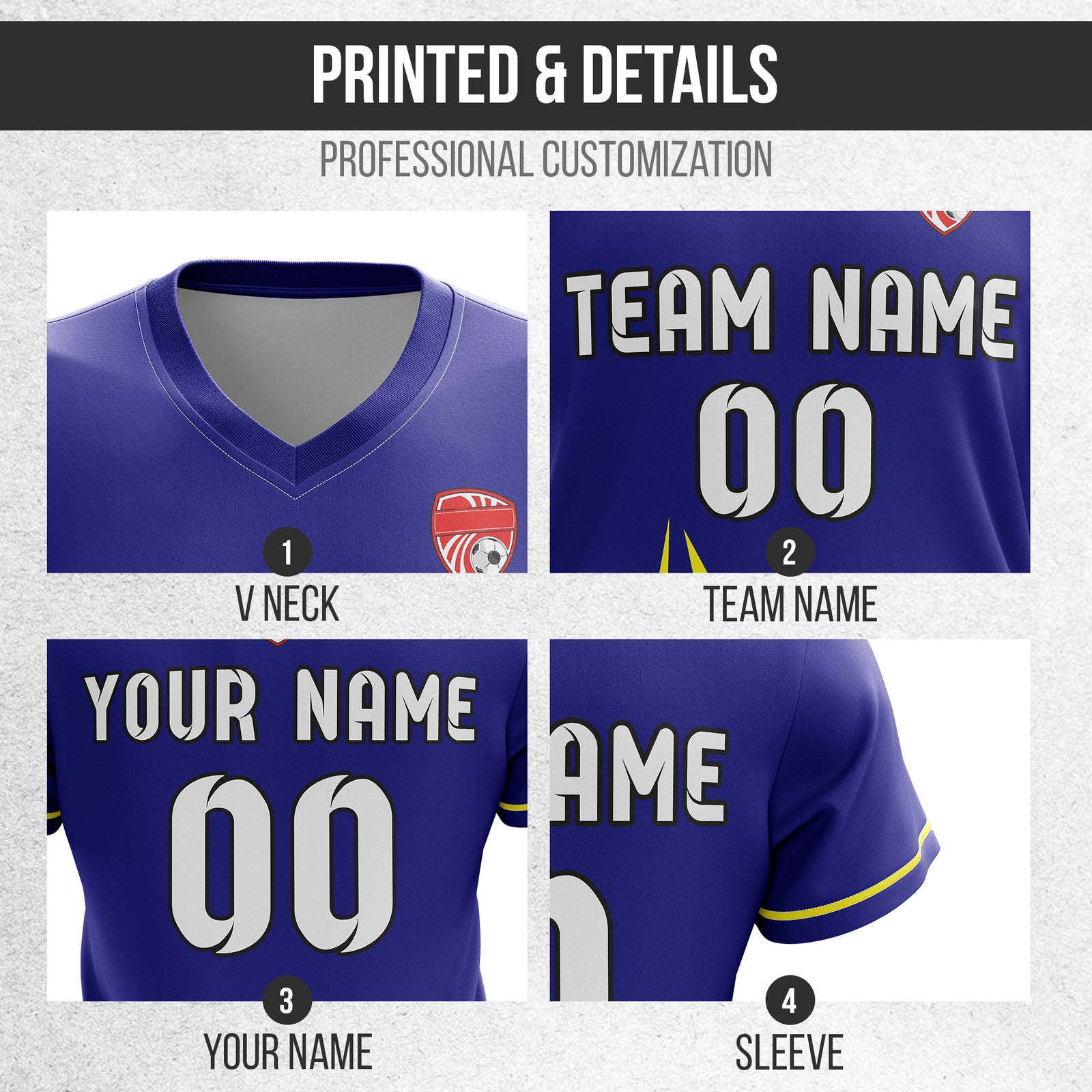 Custom Spark Strike V-Side Pattern Navy Soccer sport Tops Jersey