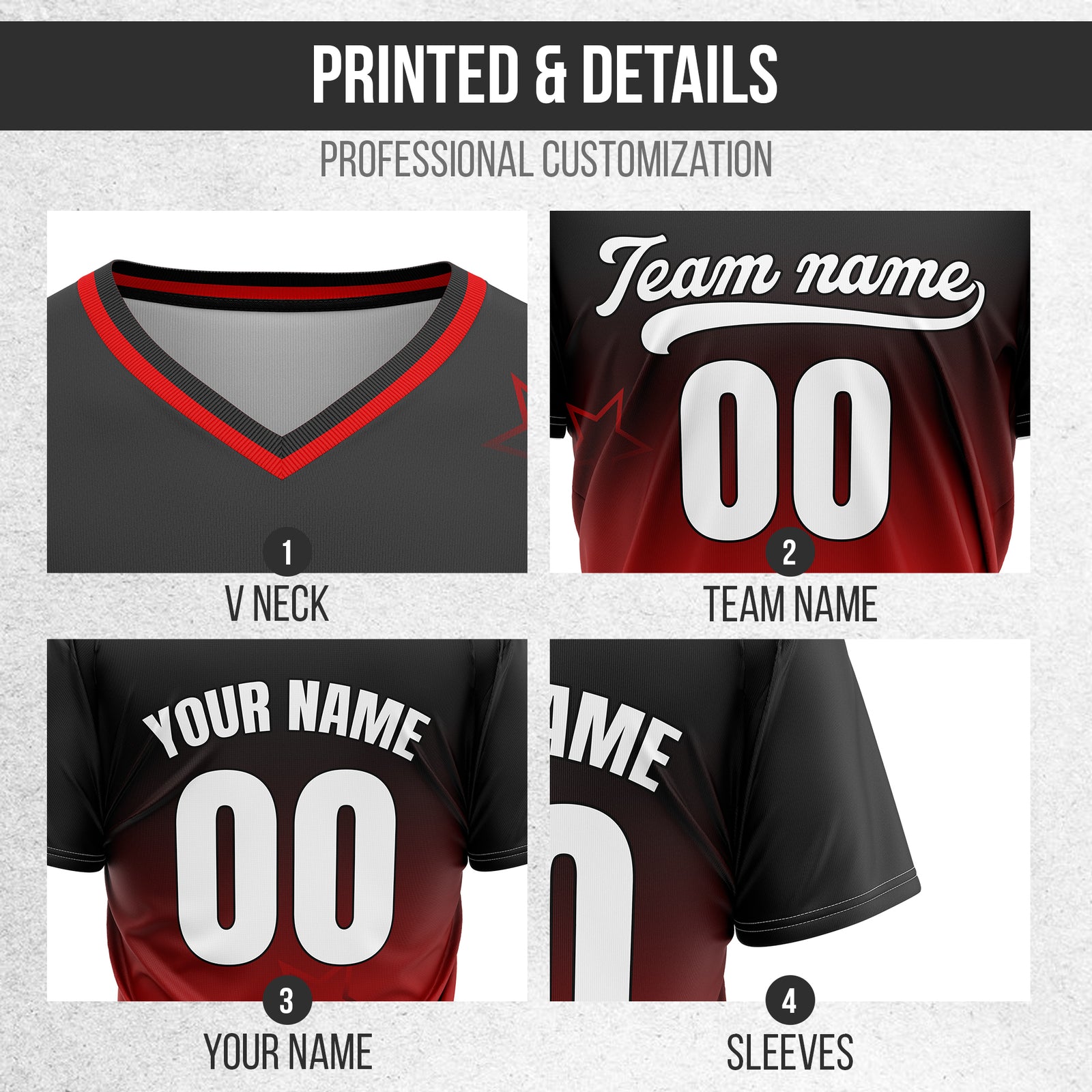Custom Star Gradient Baseball Red Sports Jersey Personalized Uniform with Name & Number