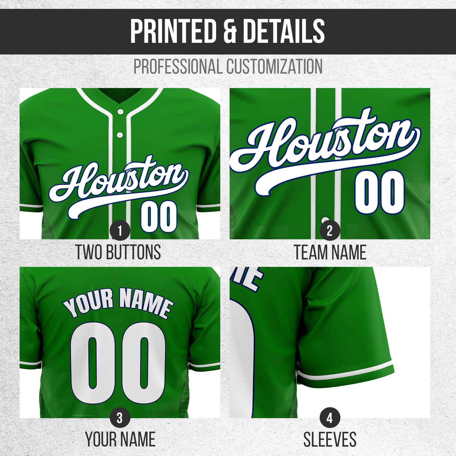 Custom City Pulse Green Baseball Sports Jersey Personalized Uniform with Name & Number