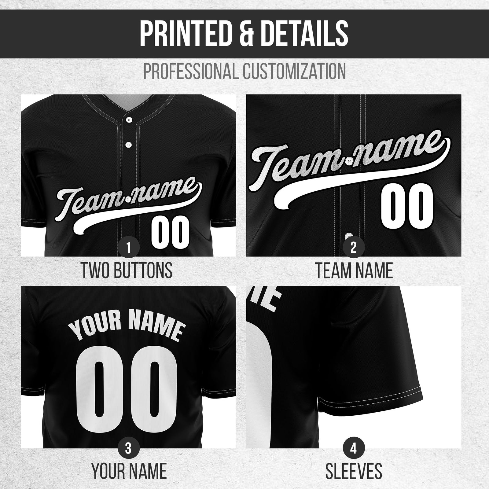 Custom Black Baseball Wave Sports Jersey Personalized Uniform with Name & Number