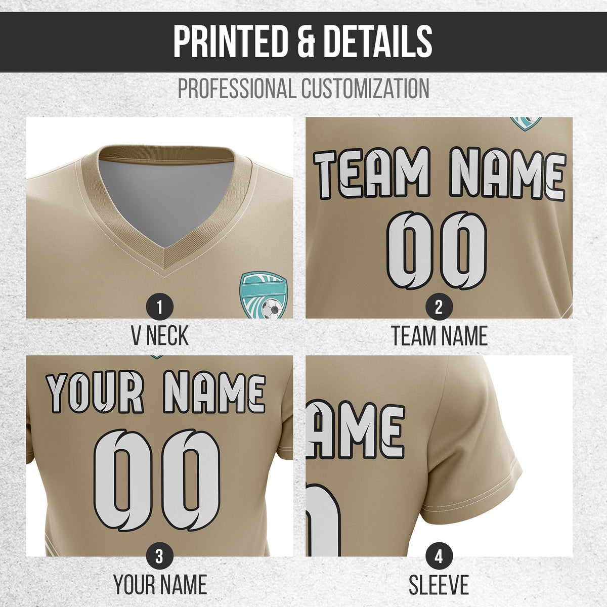 Custom WaveLine Stripe V-Neck Khaki Sport Tops Jersey