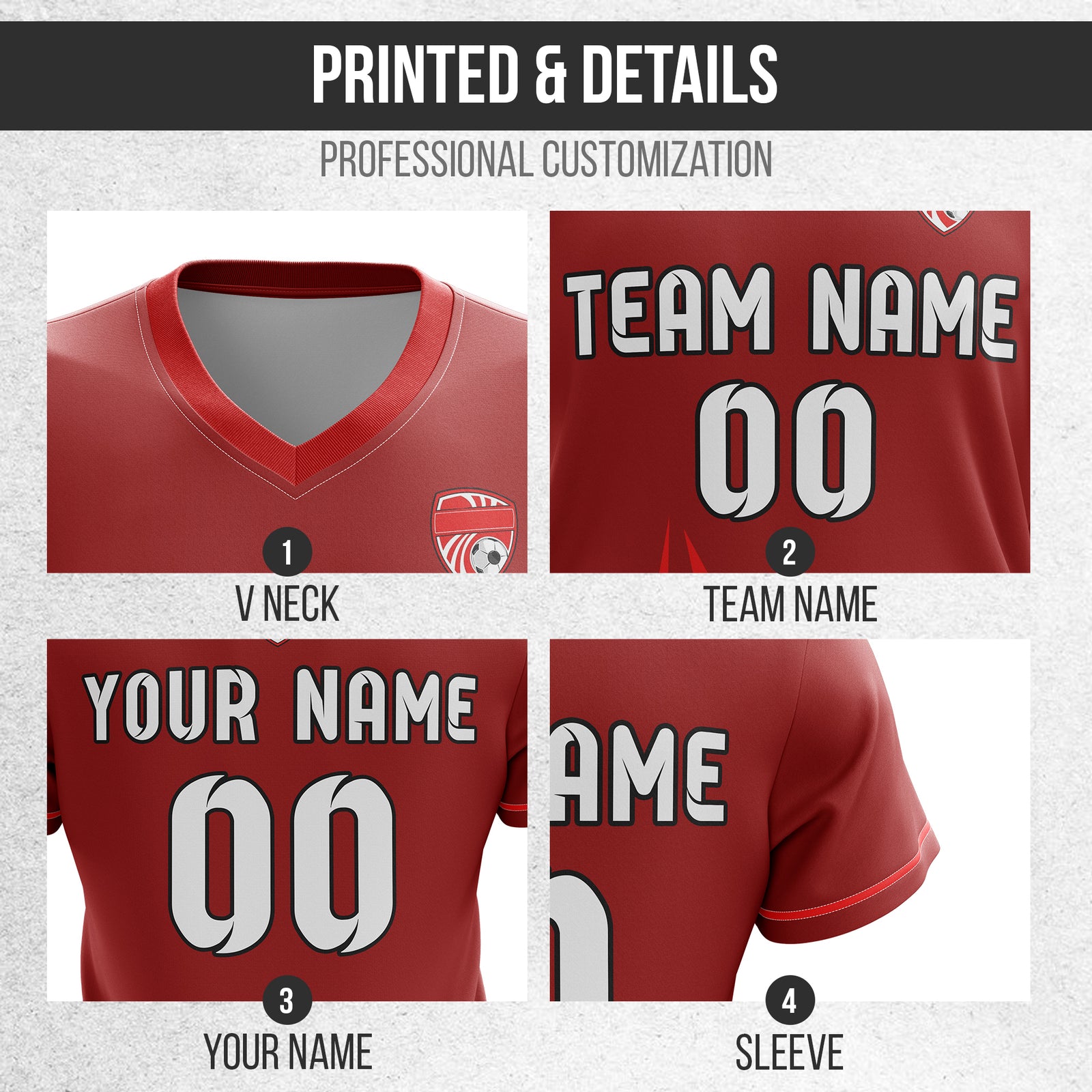 Custom Spark Strike V-Side Pattern Red Soccer Sport Tops Jersey