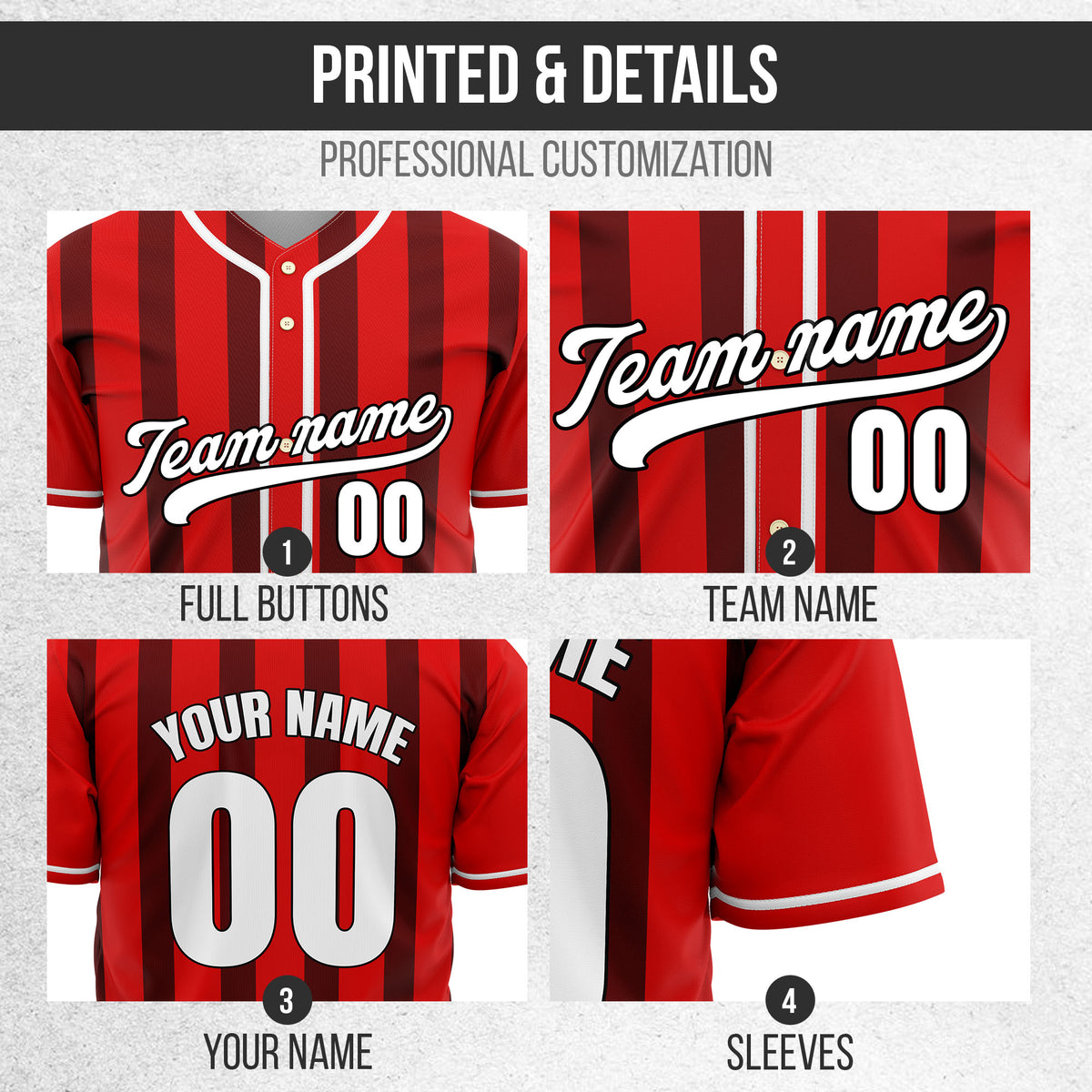 Custom Strikeforce Red Raglan Style Baseball Sports Jersey Personalized Uniform with Name & Number