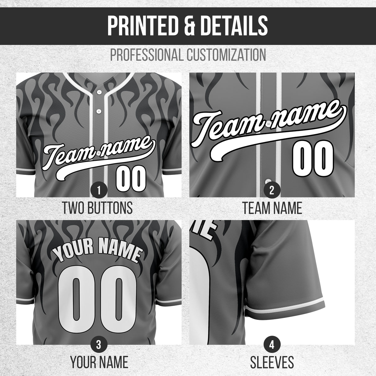 Custom Frostburn Grey Baseball Sports Jersey Personalized Uniform with Name & Number
