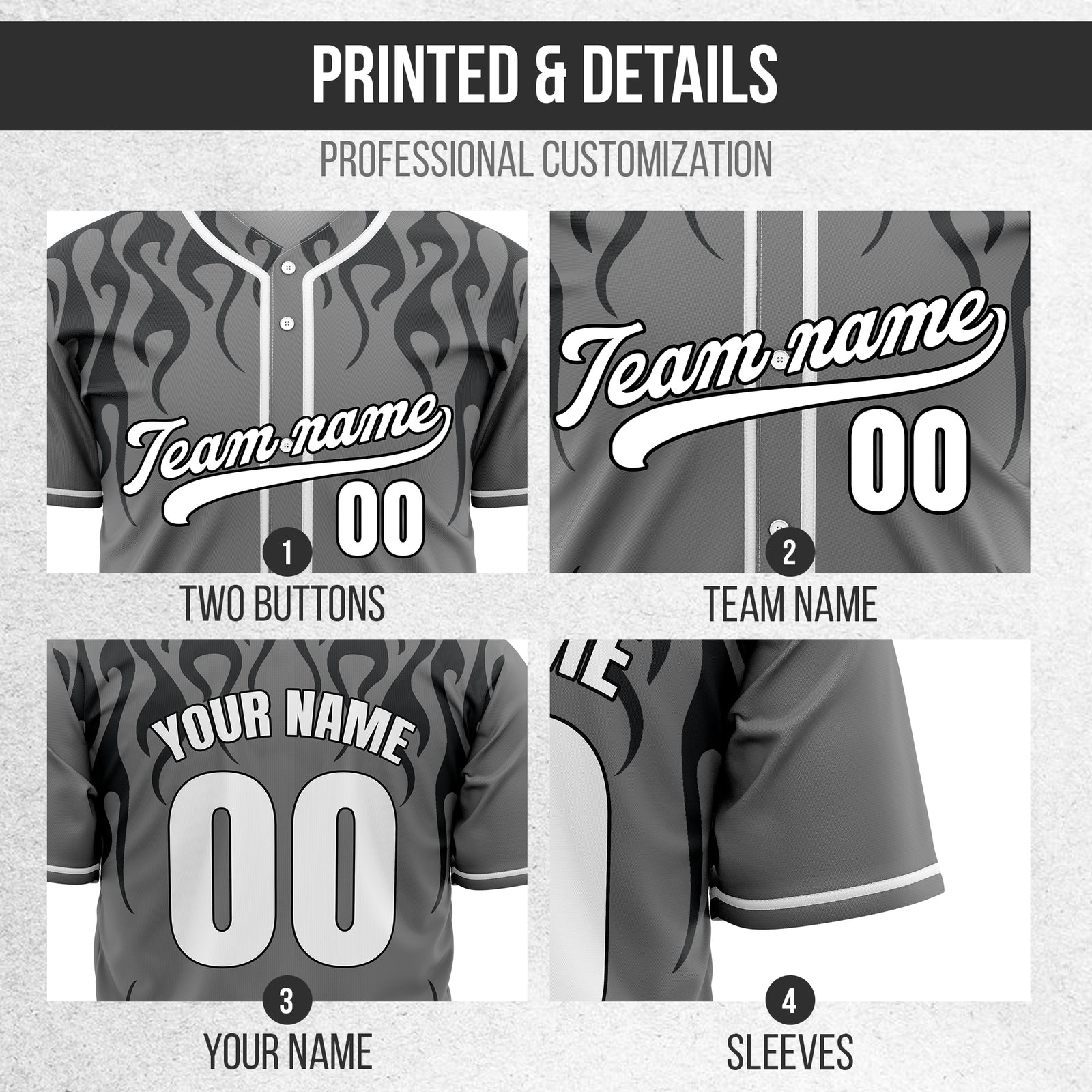 Custom Frostburn Grey Baseball Sports Jersey Personalized Uniform with Name & Number