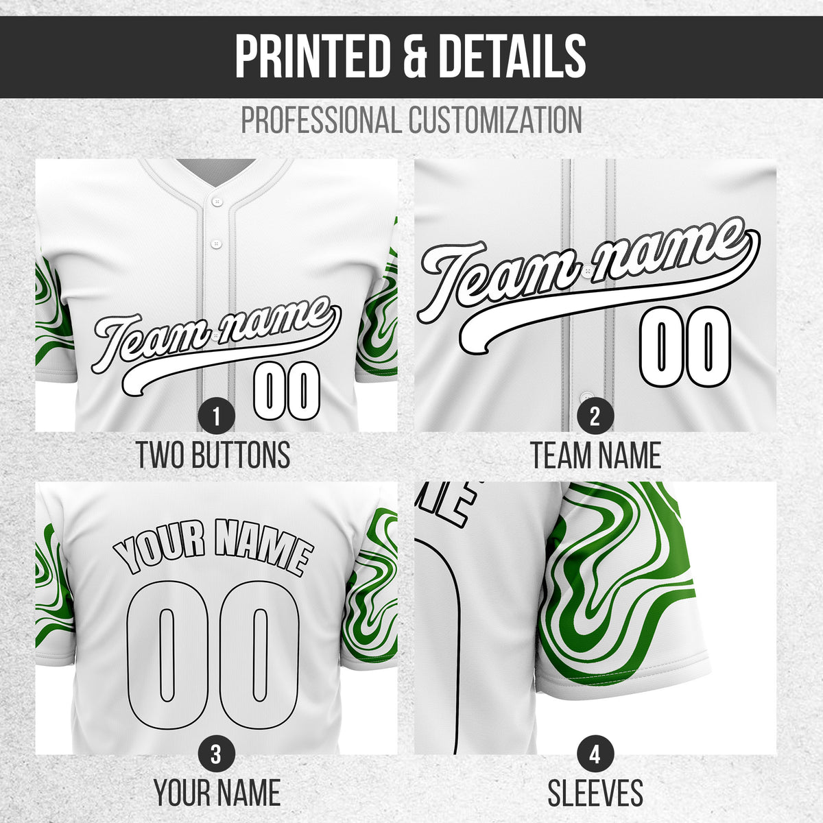 Custom White Baseball Wave Sports Jersey Personalized Uniform with Name & Number