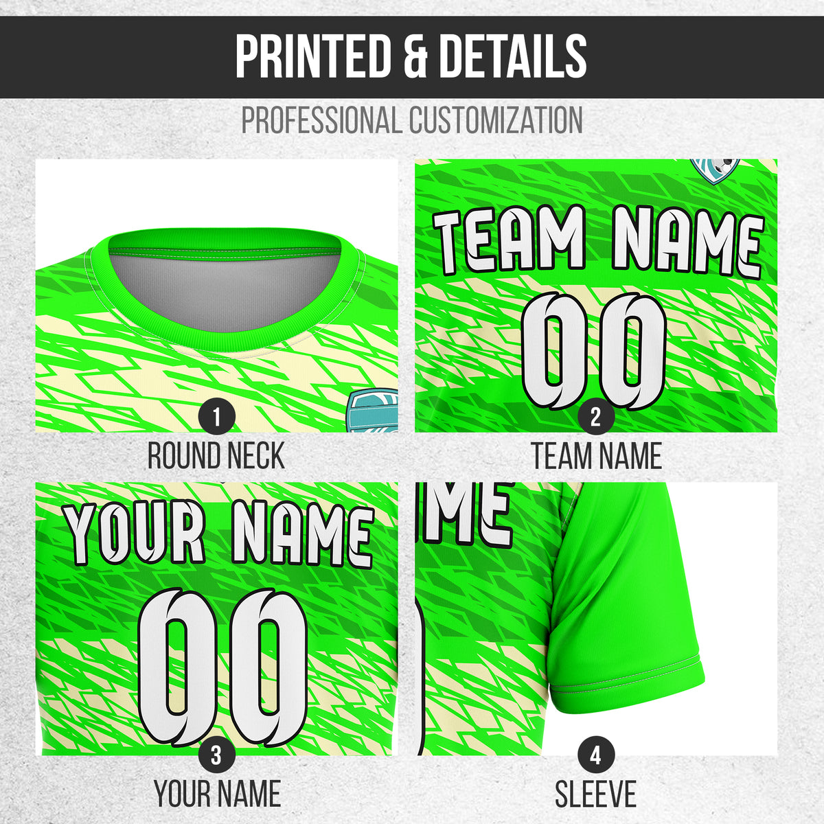 Custom Soccer Round Neck  Neon Green Strike Sports Tops Jersey