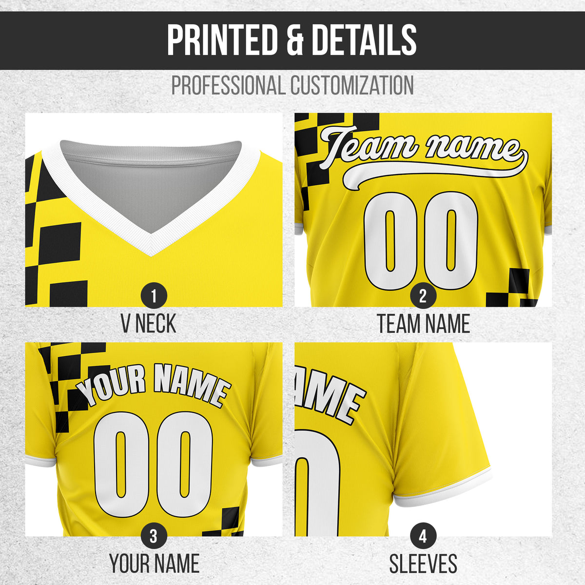 Custom Shadow Pixel Yellow Baseball Sports Jersey Personalized Uniform with Name & Number