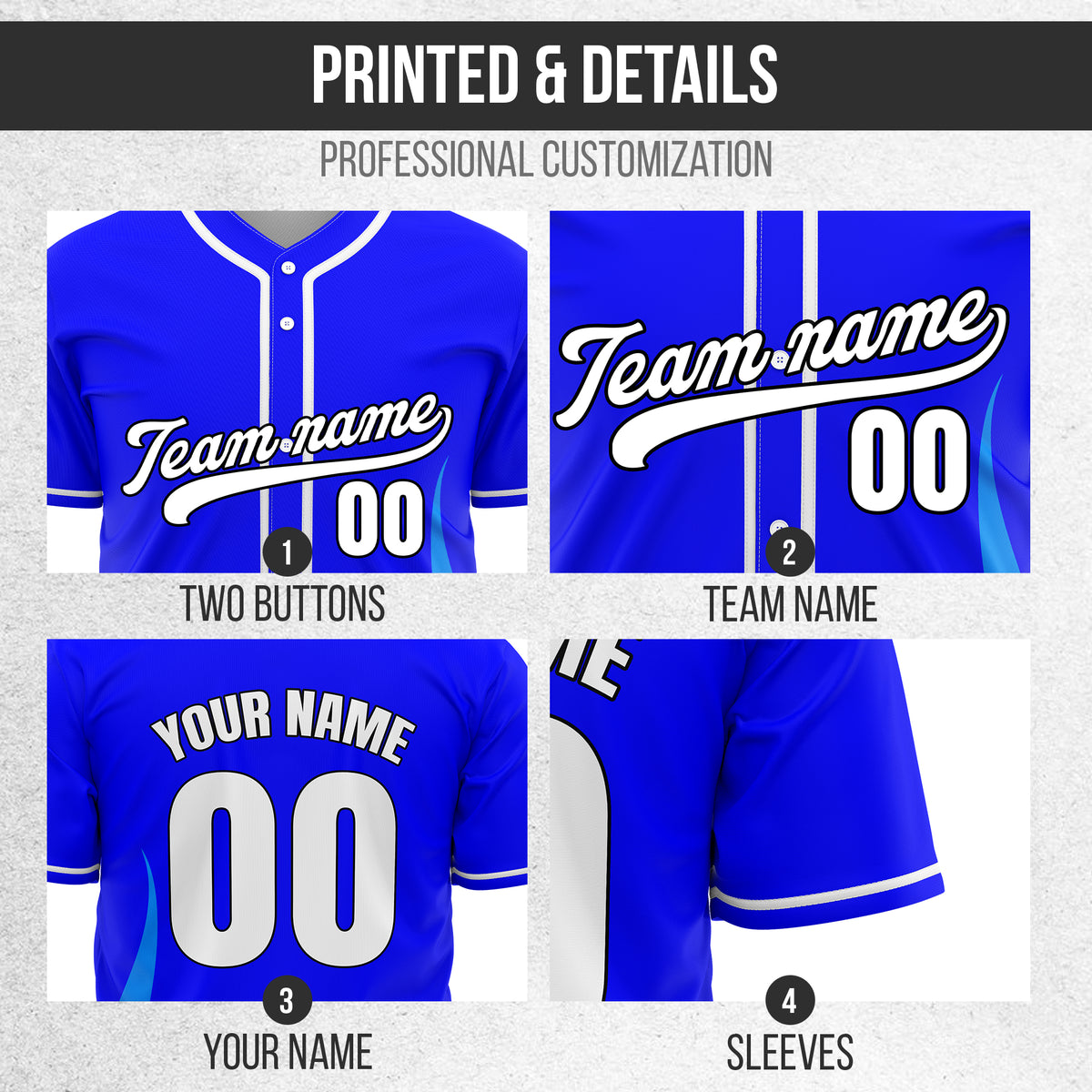 Custom Fire Pulse Blue Baseball Sports Jersey Personalized Uniform with Name & Number