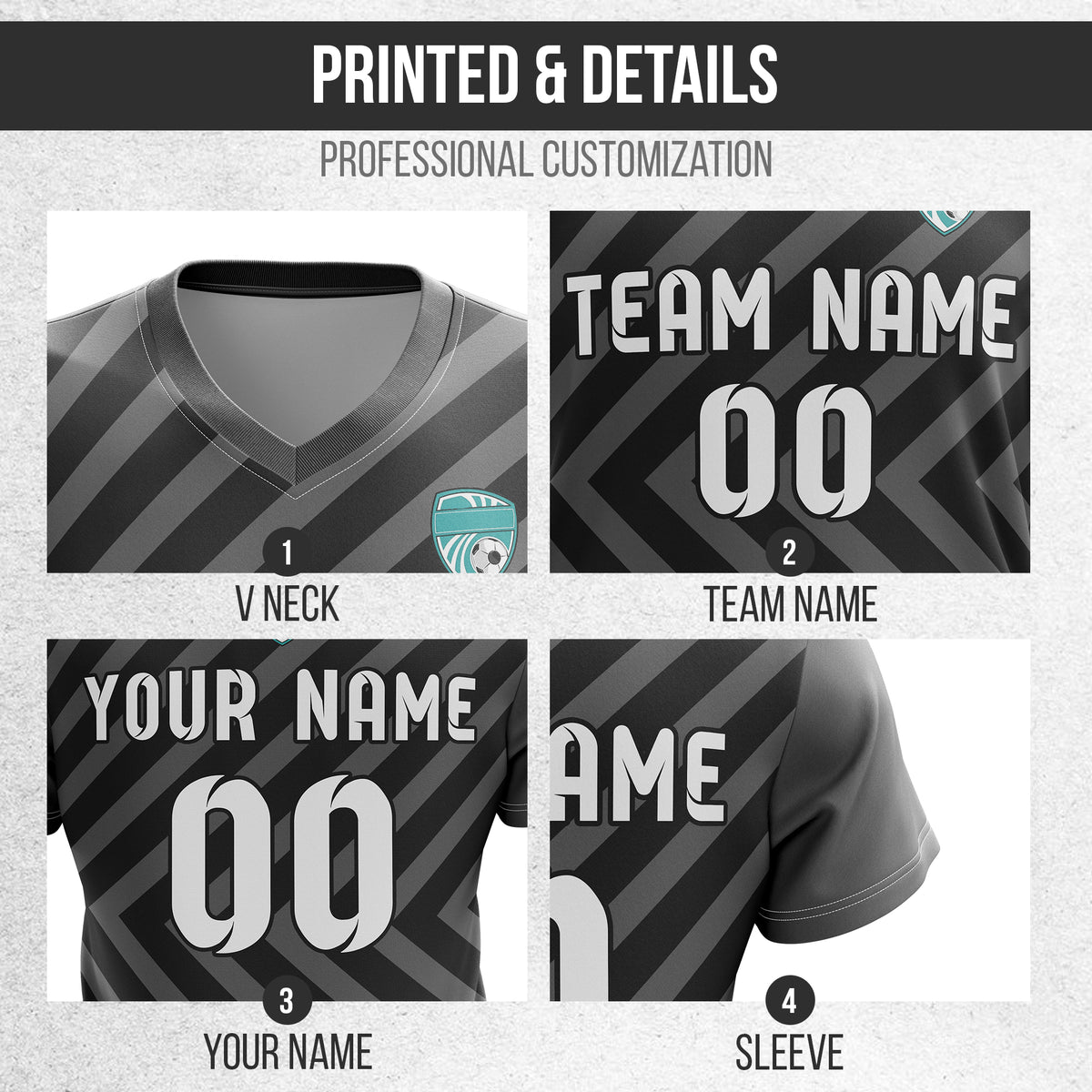 Custom Swift Stripe V-Neck Dark Grey Sport Tops Jersey
