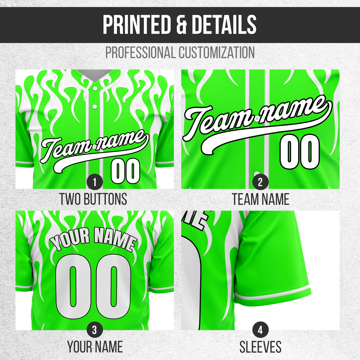 Custom Frostburn Neon Green Baseball Sports Jersey Personalized Uniform with Name & Number
