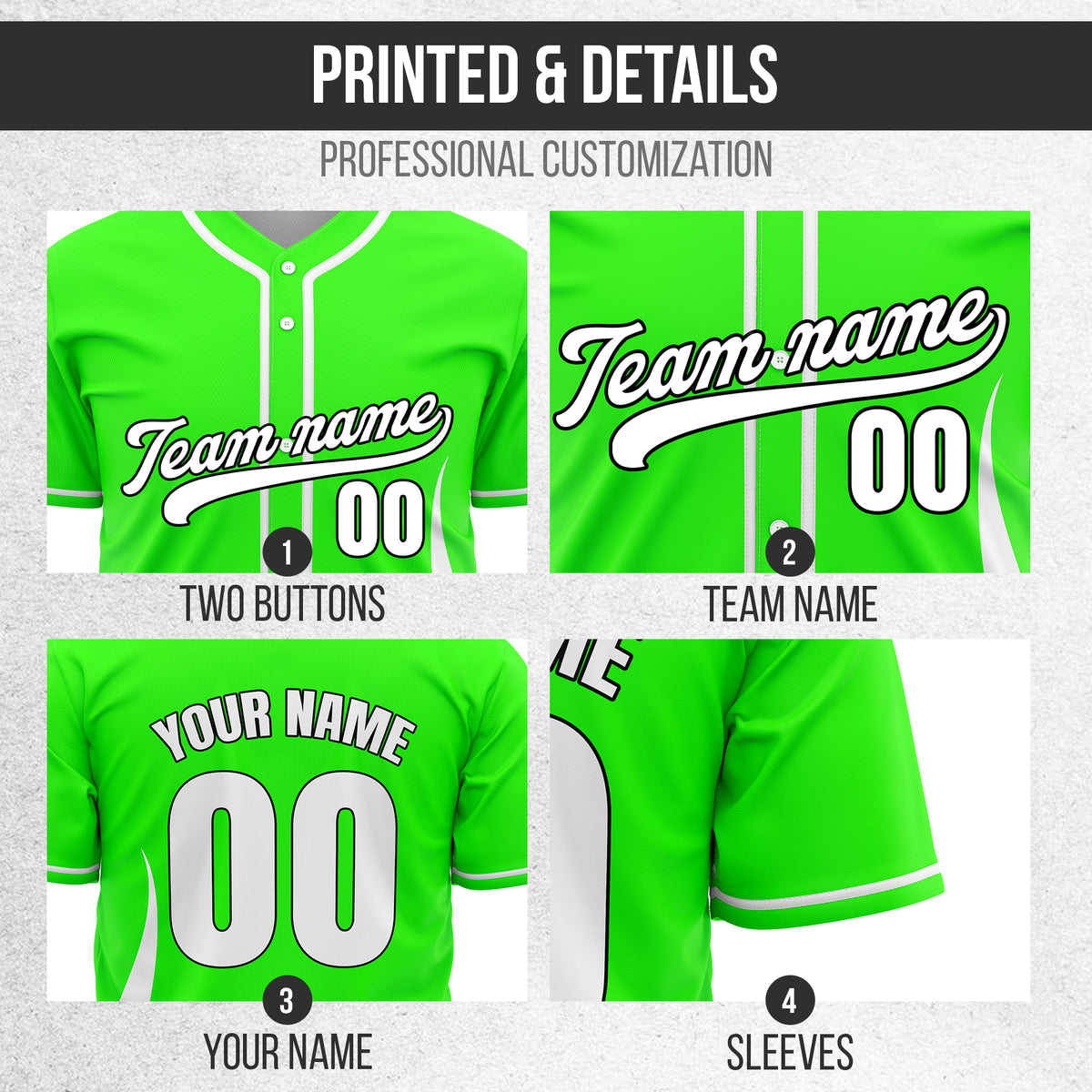 Custom Fire Pulse Neon Green Baseball Sports Jersey Personalized Uniform with Name & Number