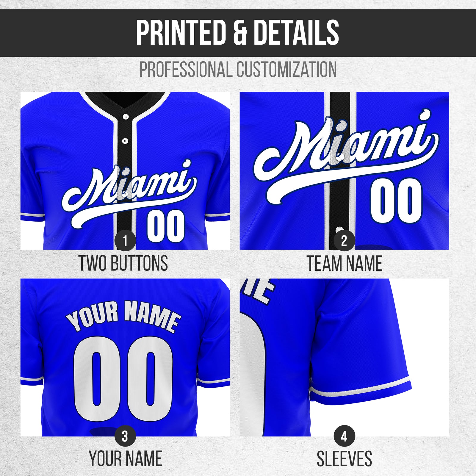 Custom City Tide Blue Baseball Sports Jersey Personalized Uniform with Name & Number