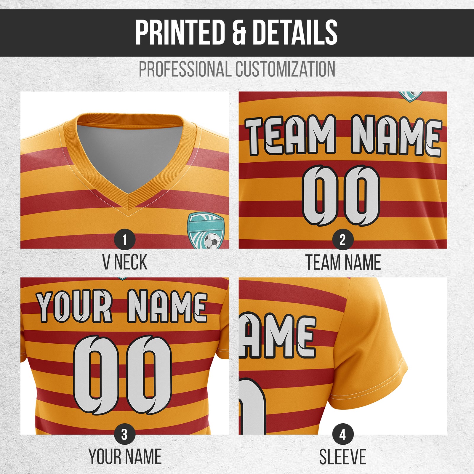 Custom Royal Stripe V-Neck Orange Sport Tops Jersey