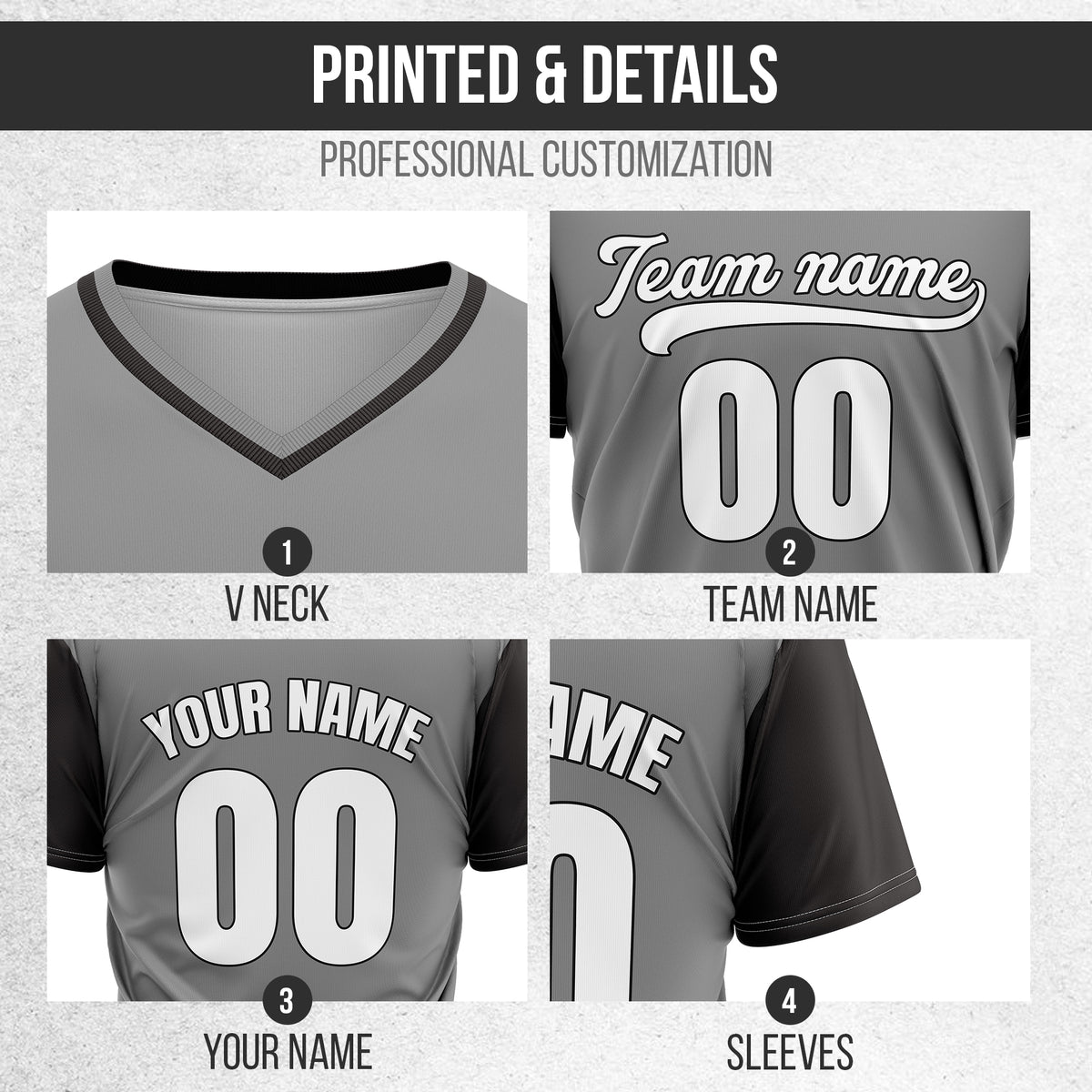 Custom Victory Line Grey Pullover Baseball Sports Jersey Personalized Uniform with Name & Number