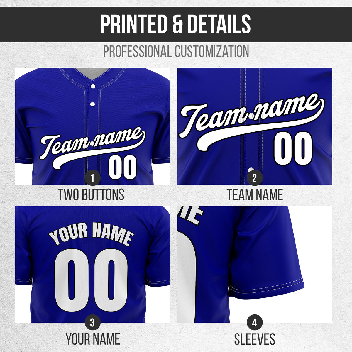 Custom Blue Baseball Wave Sports Jersey Personalized Uniform with Name & Number