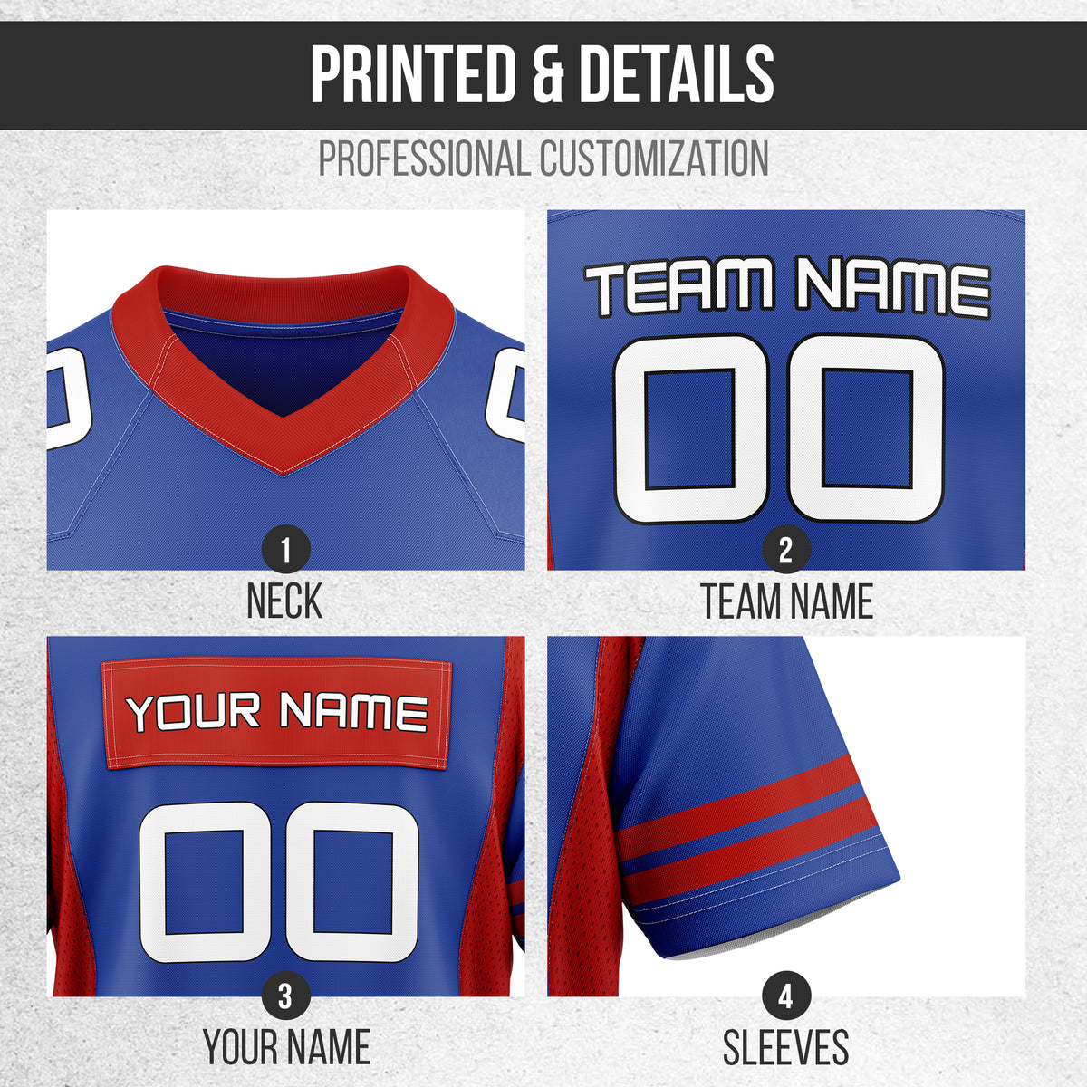 Custom Blue Performance Flag Football Jersey