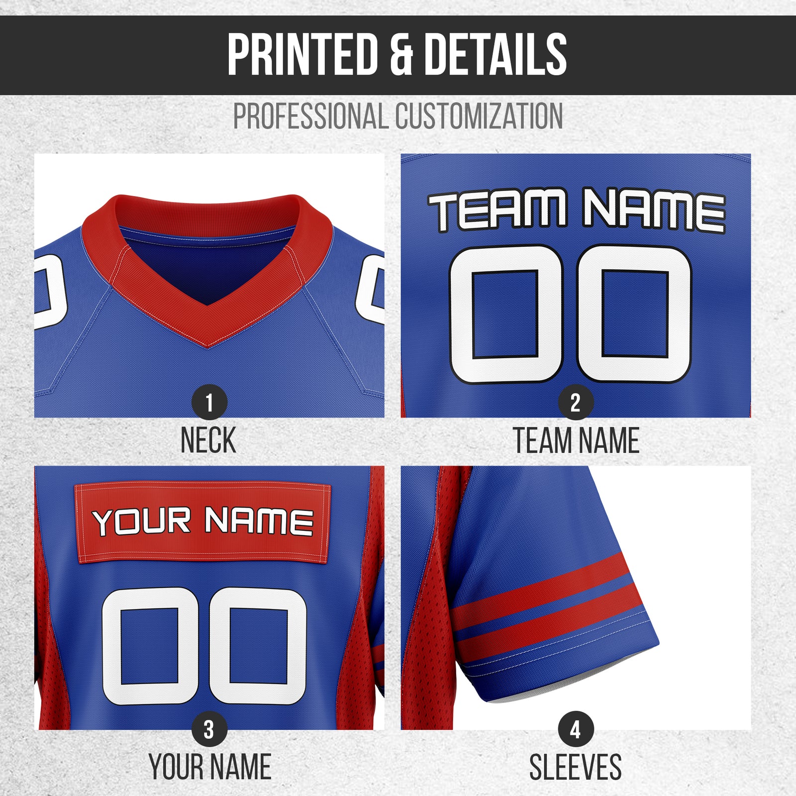 Custom Blue Performance Flag Football Jersey