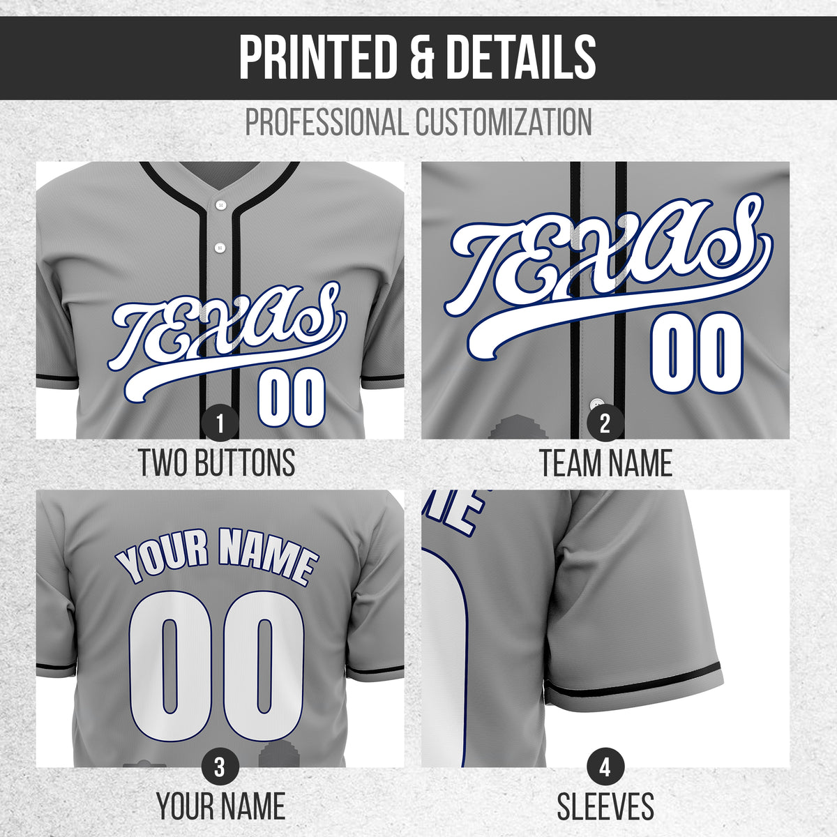 Custom City Lights Grey Baseball Sports Jersey Personalized Uniform with Name & Number