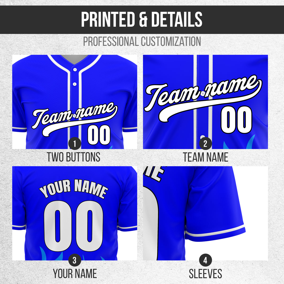 Custom Burnout Blue Baseball Sports Jersey Personalized Uniform with Name & Number