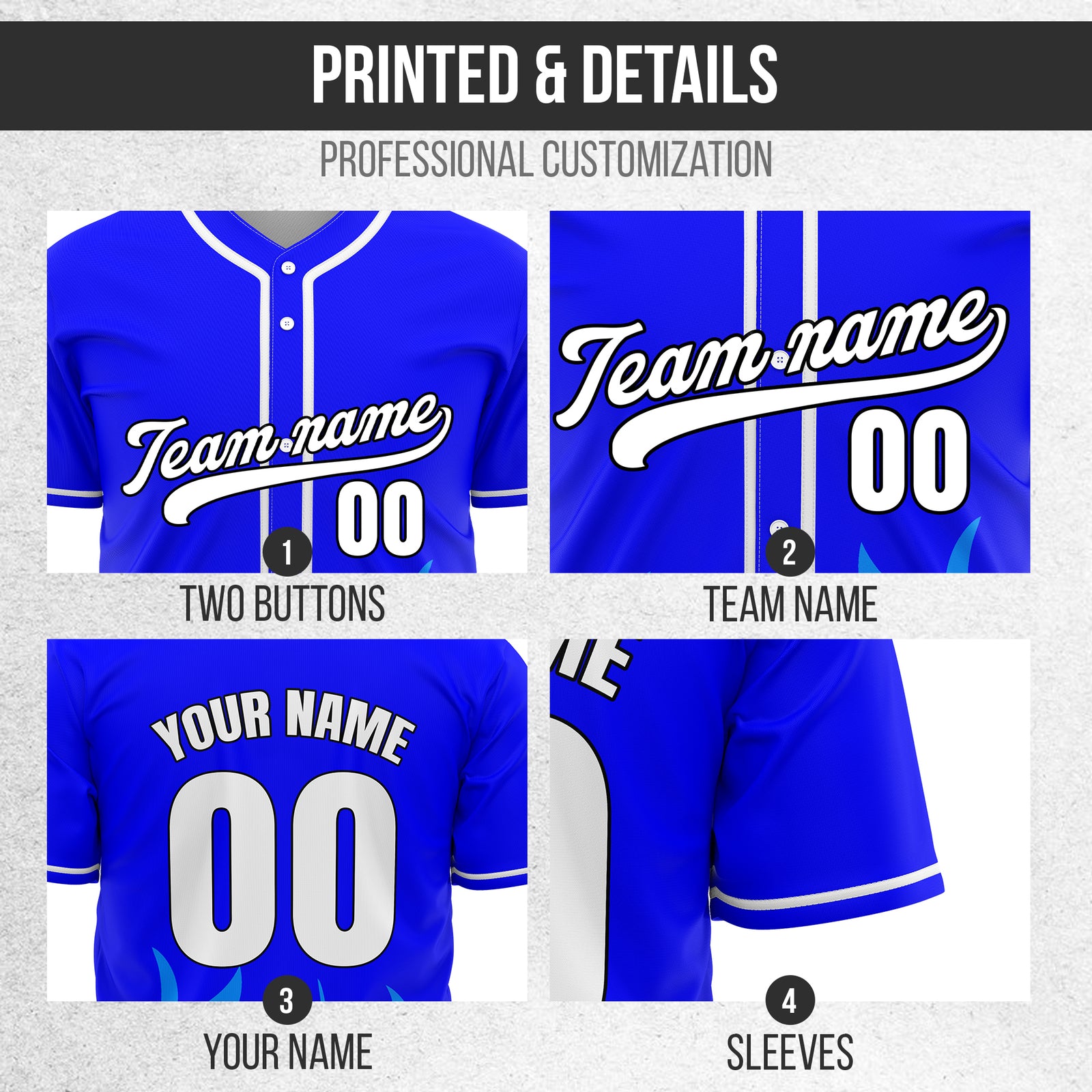 Custom Burnout Blue Baseball Sports Jersey Personalized Uniform with Name & Number