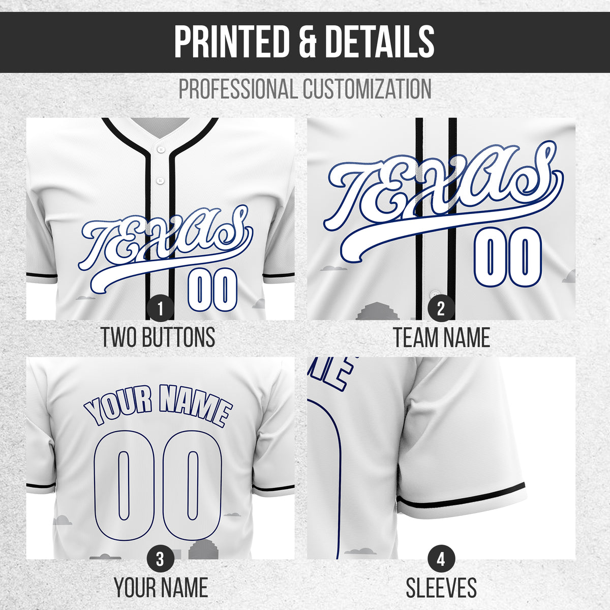 Custom City Lights White Baseball Sports Jersey Personalized Uniform with Name & Number