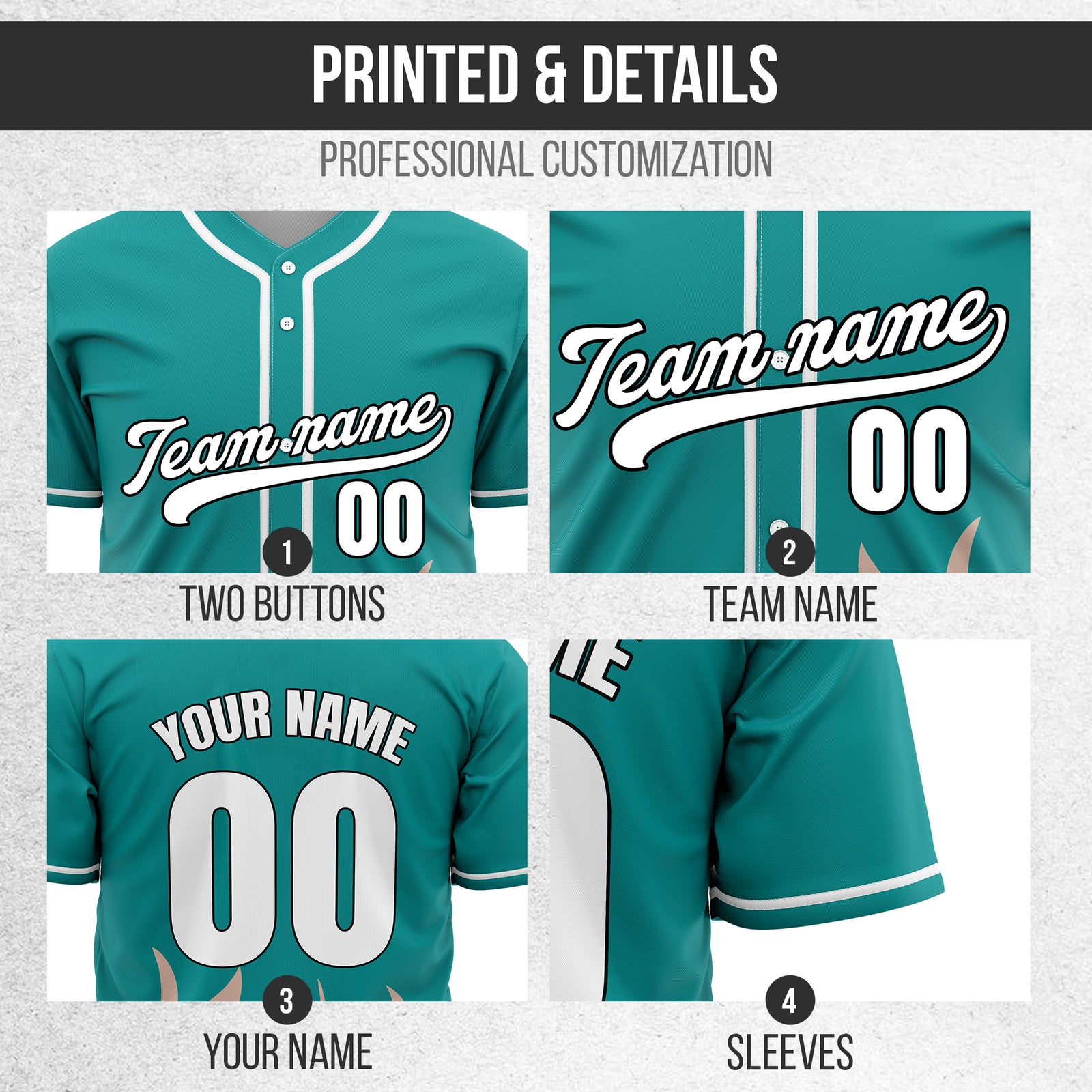 Custom Burnout Teal Baseball Sports Jersey Personalized Uniform with Name & Number