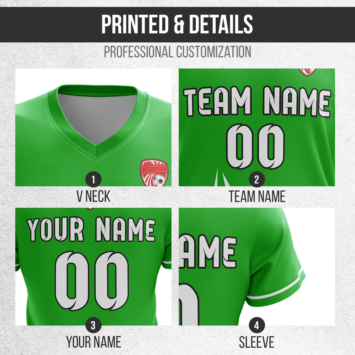 Custom Spark Strike V-Side Pattern Green Soccer Sport Tops Jersey