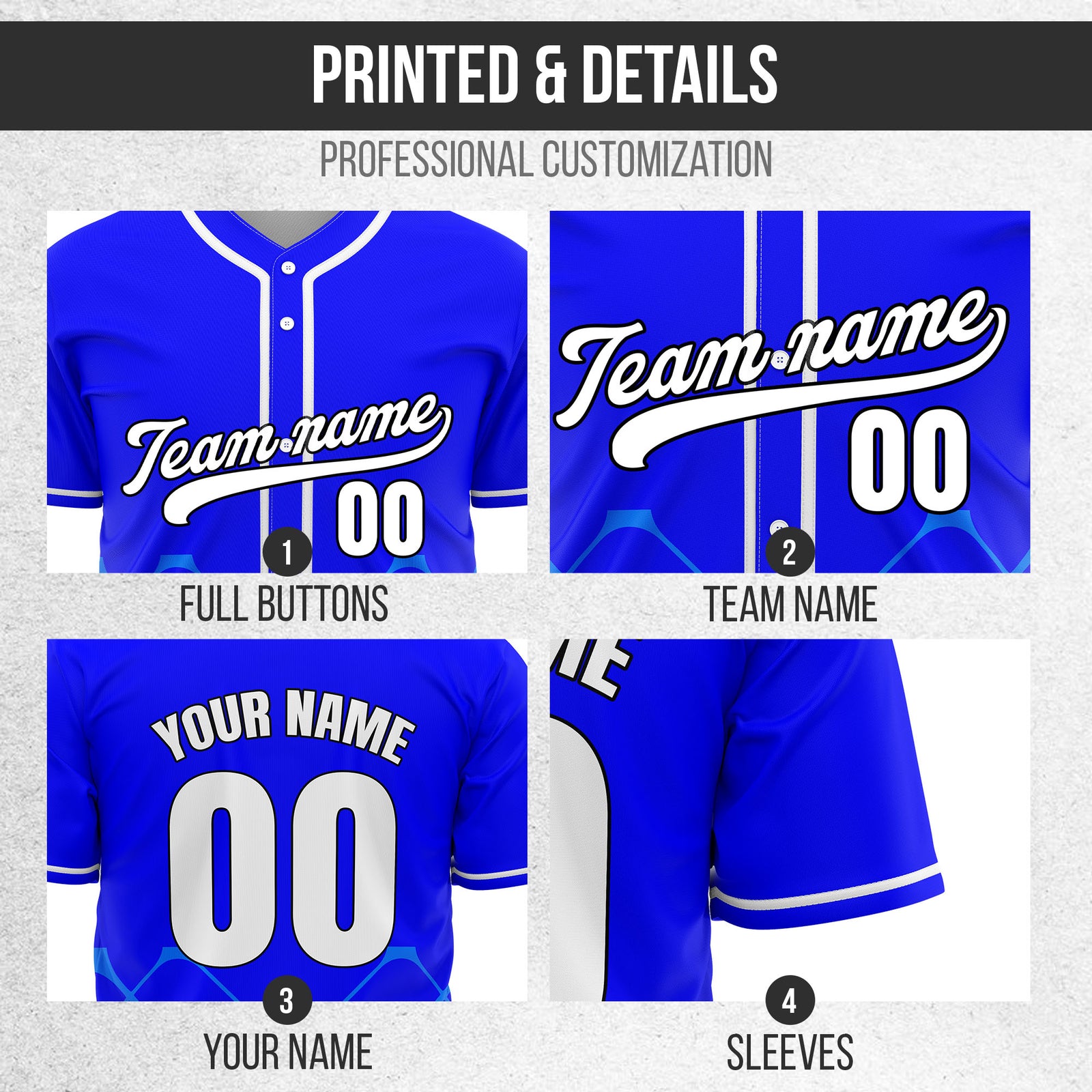 Custom Gridlock Blue Baseball Sports Jersey Personalized Uniform with Name & Number