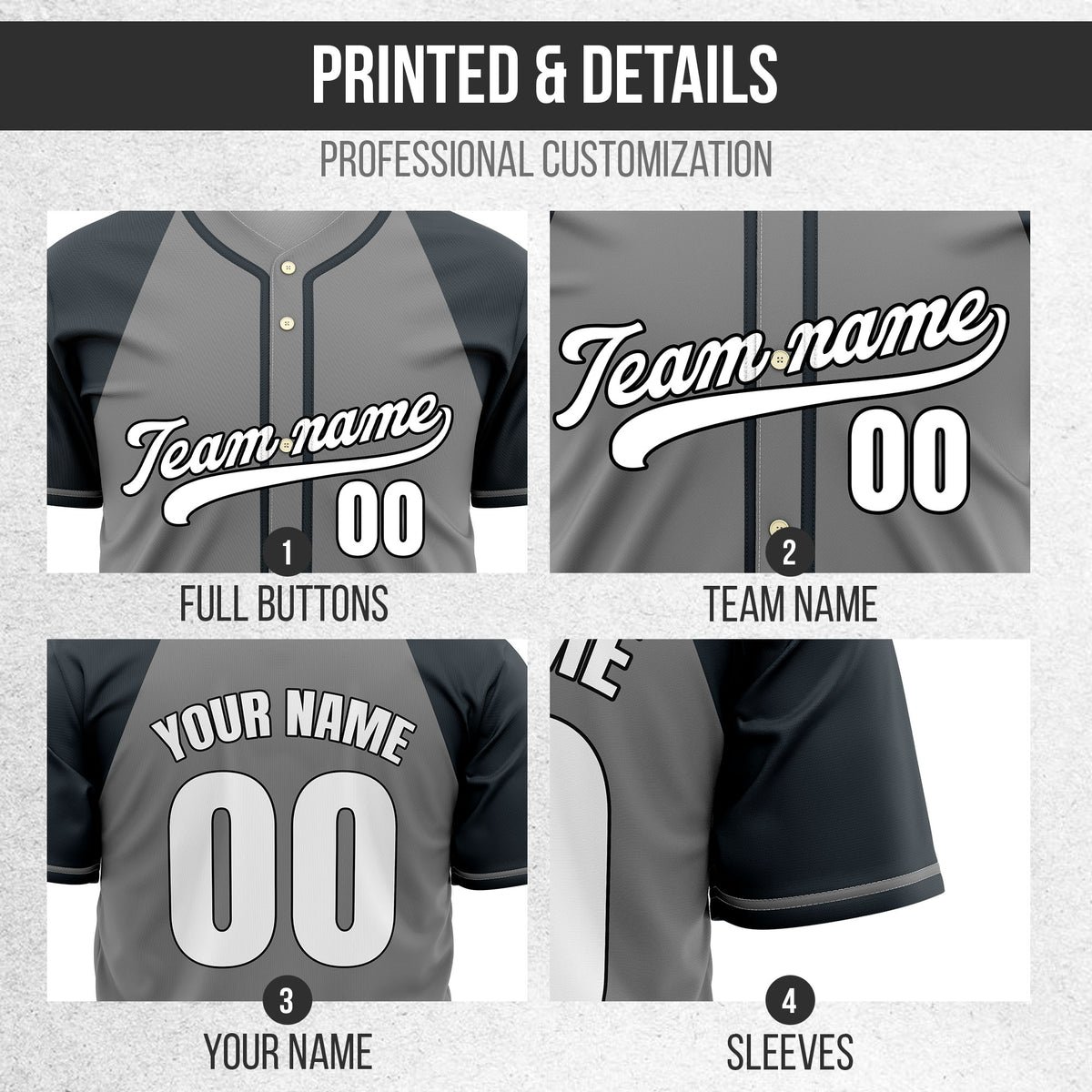 Custom Desert Blaze Grey Raglan Style Baseball Sports Jersey Personalized Uniform with Name & Number
