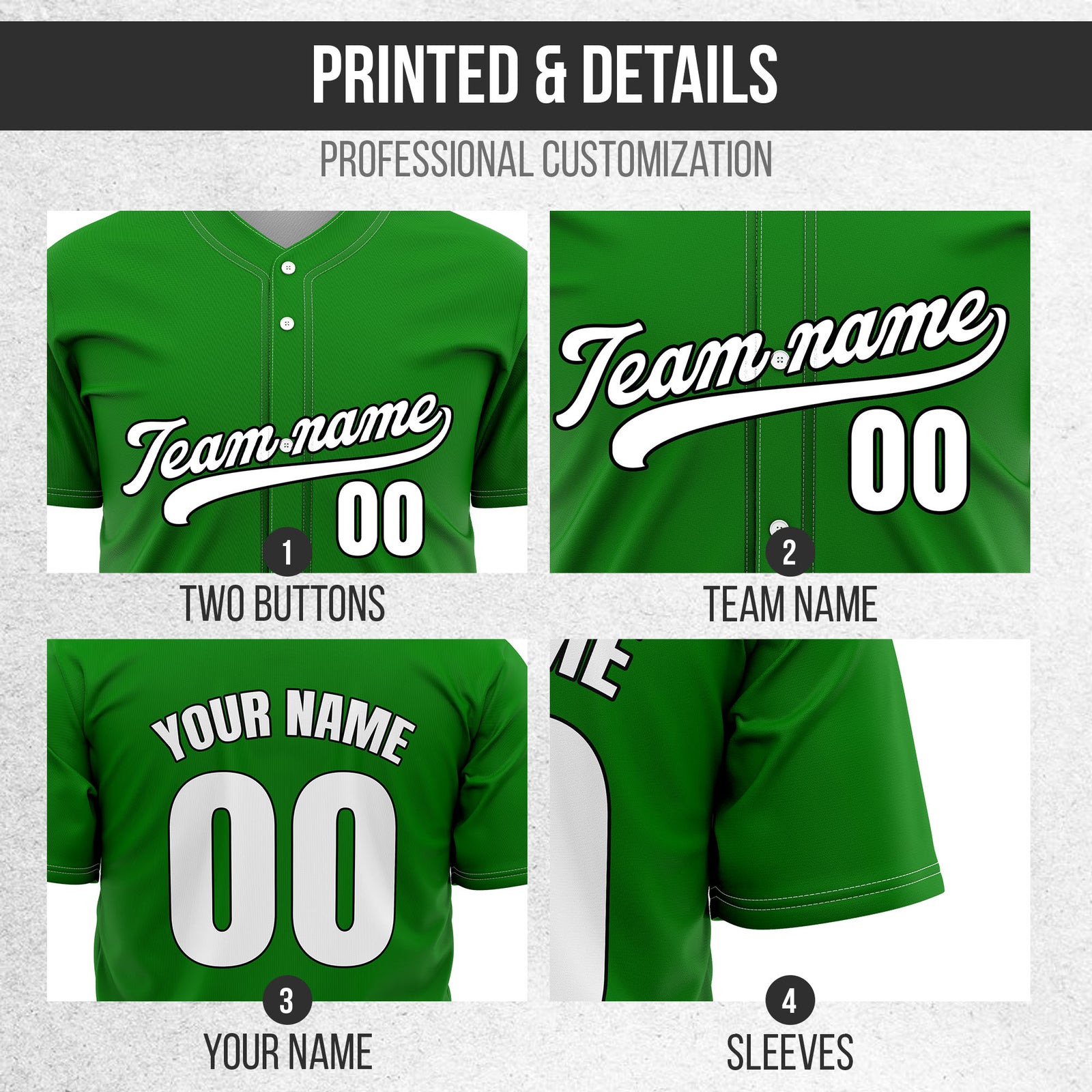 Custom Green Baseball Wave Sports Jersey Personalized Uniform with Name & Number