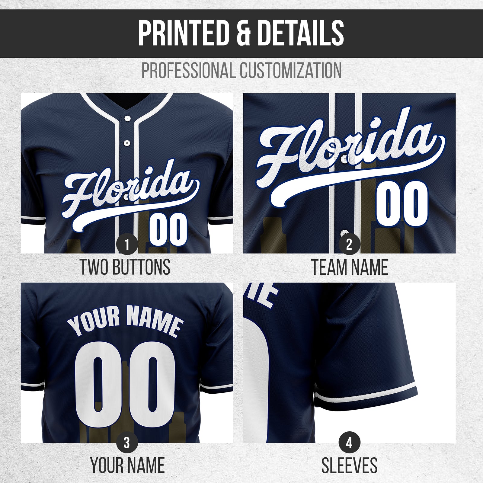 Custom City Flux Navy Baseball Sports Jersey Personalized Uniform with Name & Number