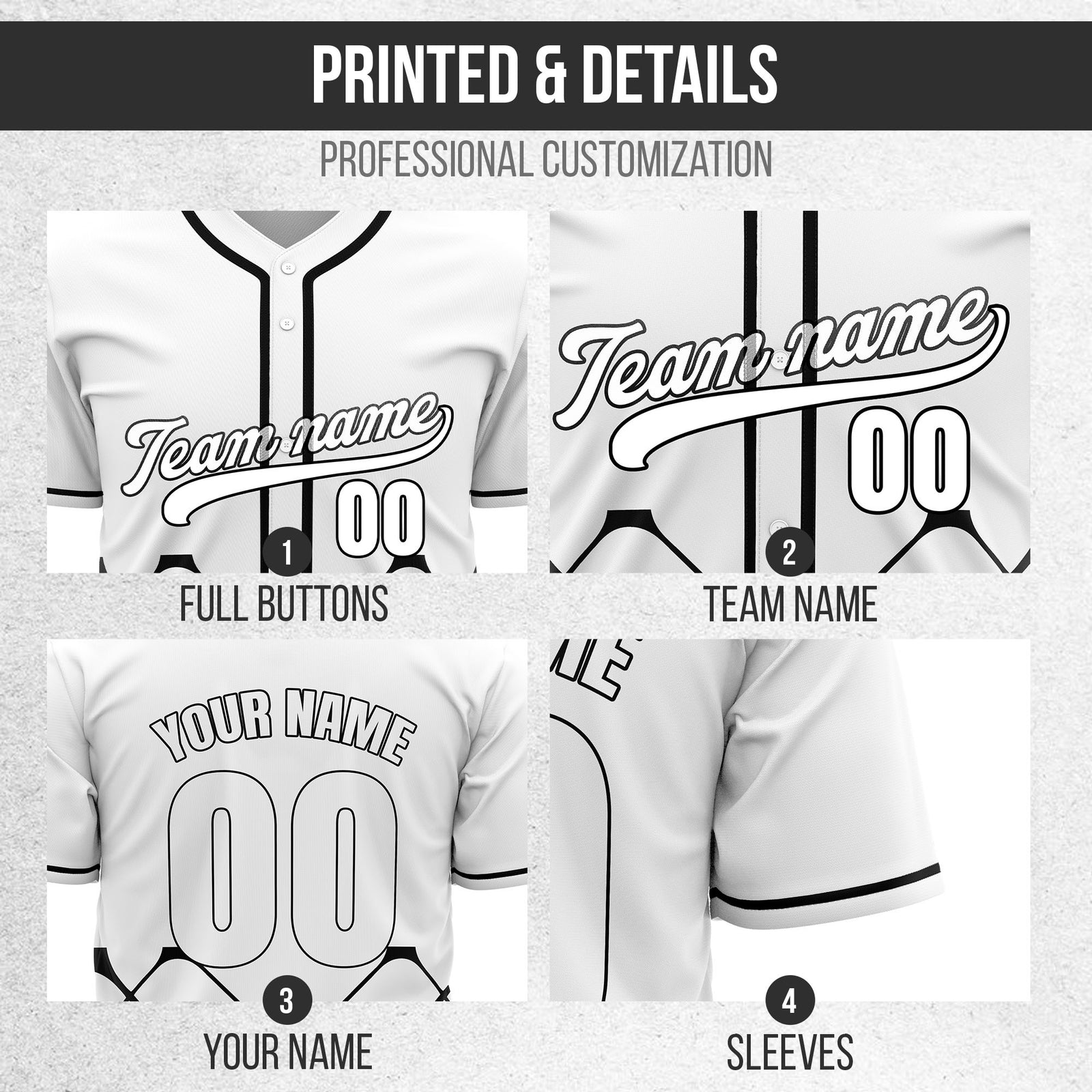 Custom Gridlock White Baseball Sports Jersey Personalized Uniform with Name & Number