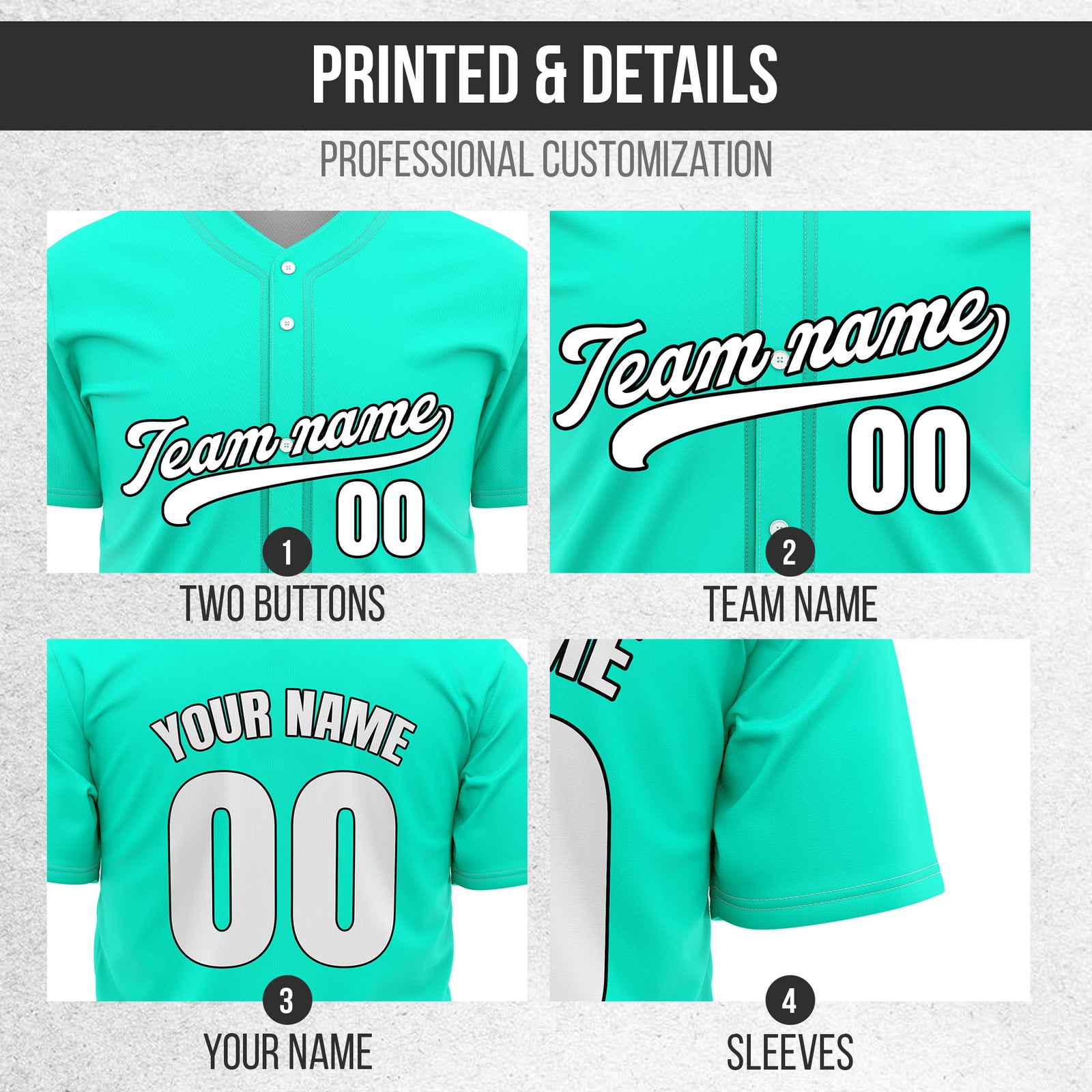 Custom Aqua Baseball Wave Sports Jersey Personalized Uniform with Name & Number
