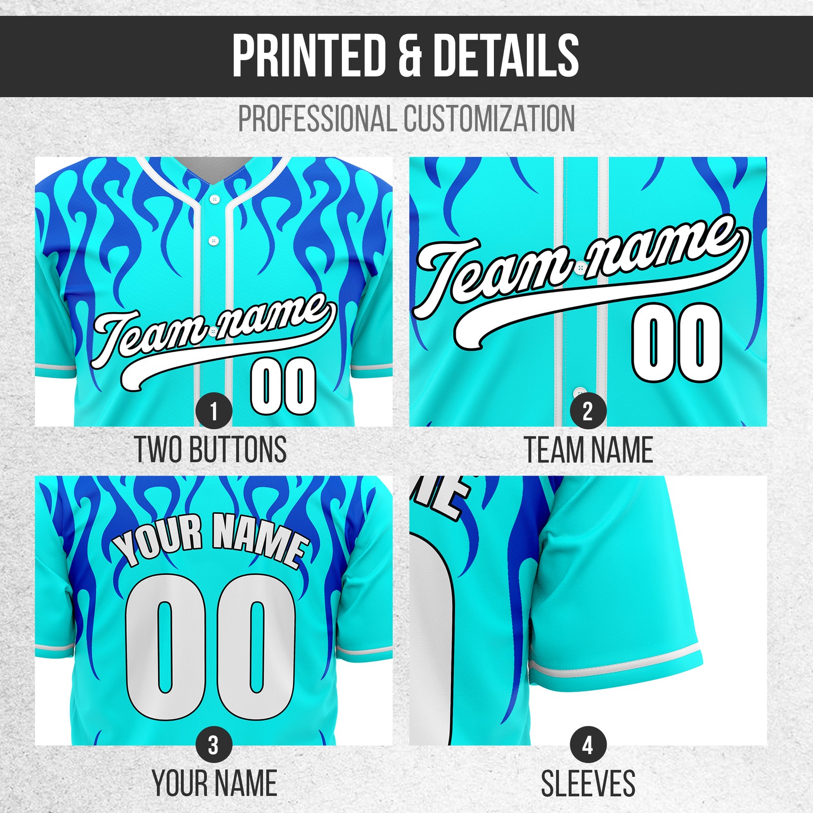 Custom Frostburn Aqua Baseball Sports Jersey Personalized Uniform with Name & Number
