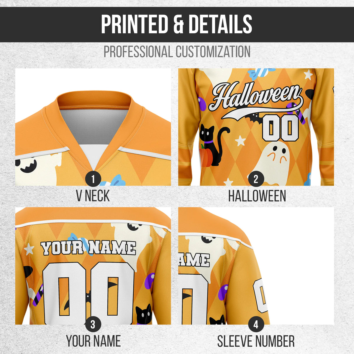 Custom Halloween Ice Hockey Jersey D2 Personalized Uniform with Name & Number