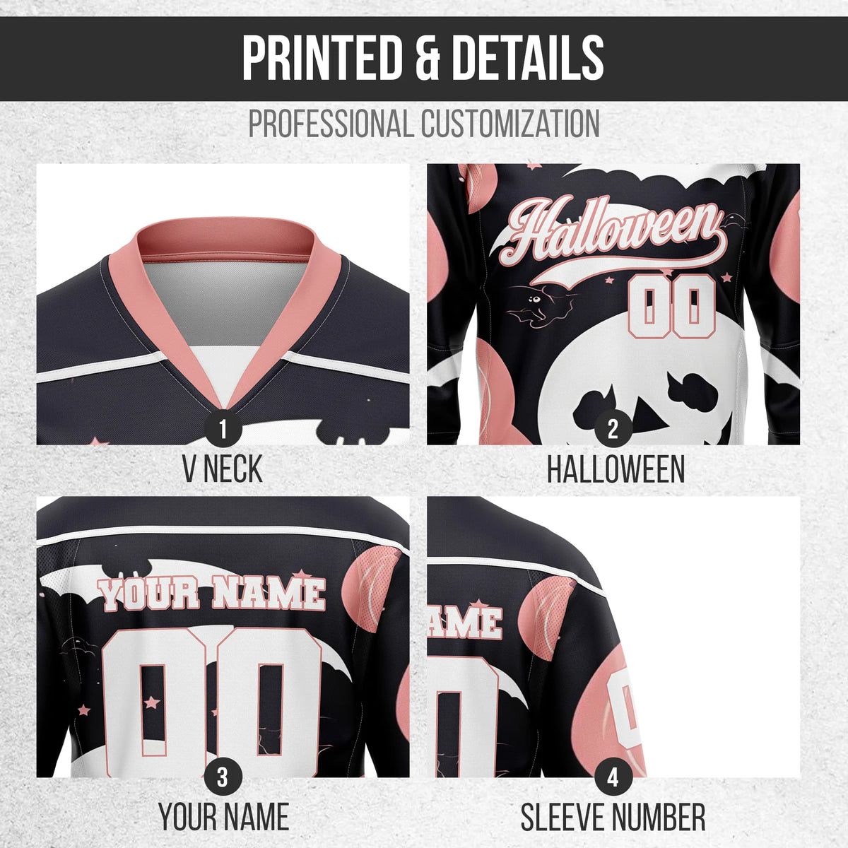 Custom Halloween Ice Hockey Jersey D7 Personalized Uniform with Name & Number