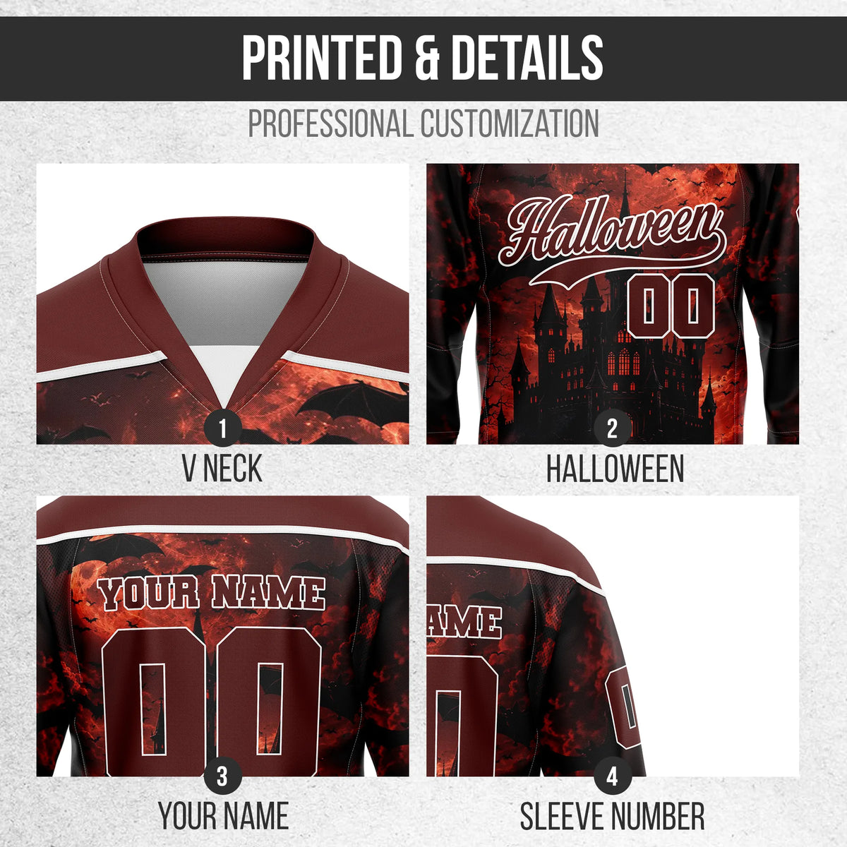 Custom Halloween Ice Hockey Jersey D3 Personalized Uniform with Name & Number