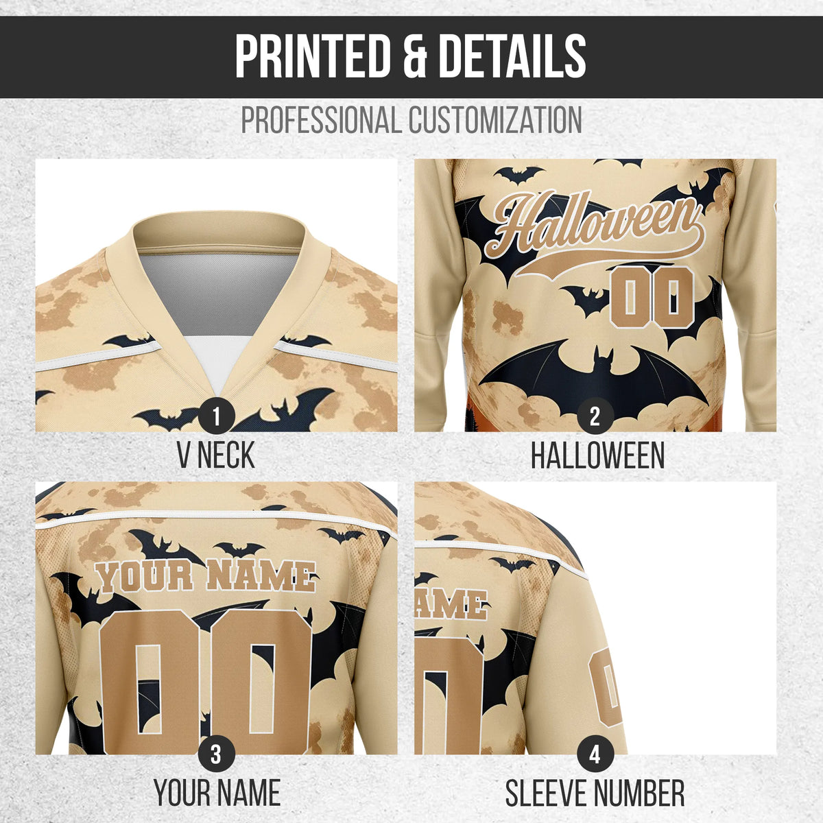 Custom Halloween Ice Hockey Jersey D9 Personalized Uniform with Name & Number