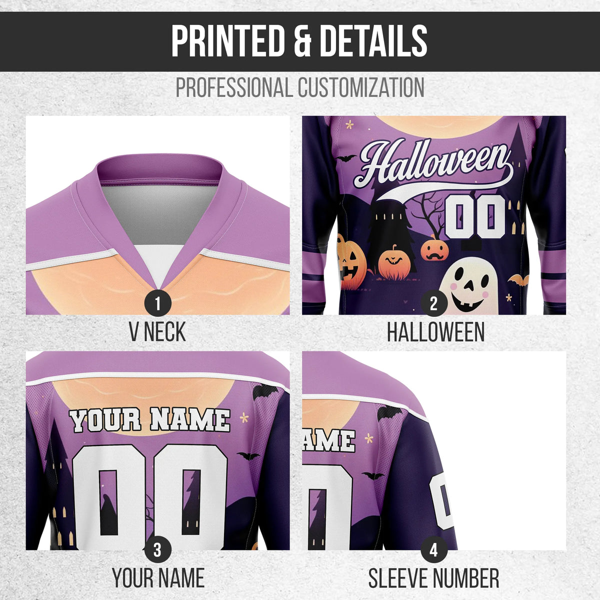 Custom Halloween Ice Hockey Jersey D1 Personalized Uniform with Name & Number
