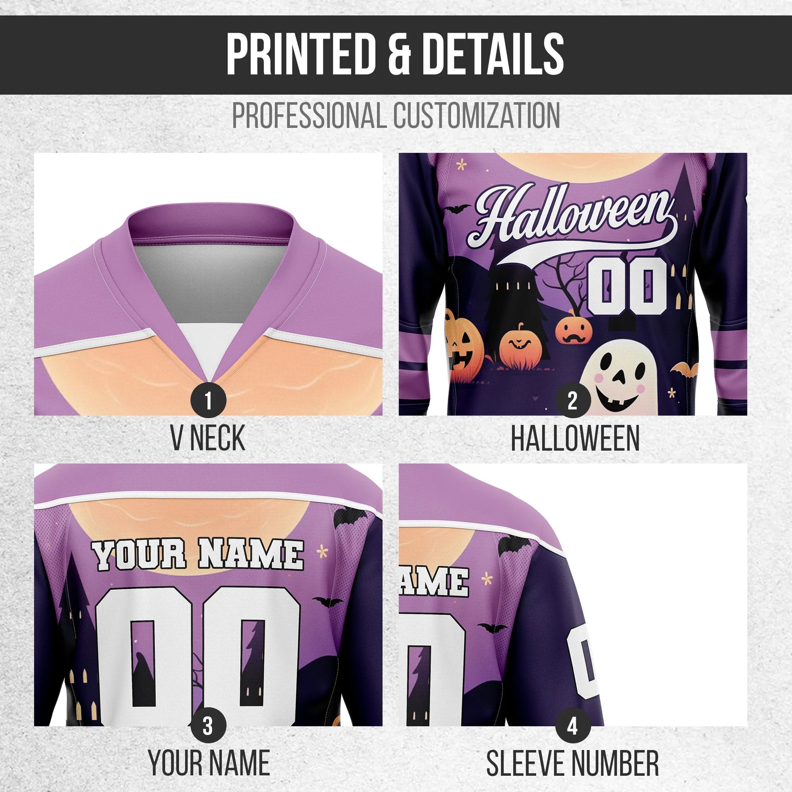 Custom Halloween Ice Hockey Jersey D1 Personalized Uniform with Name & Number
