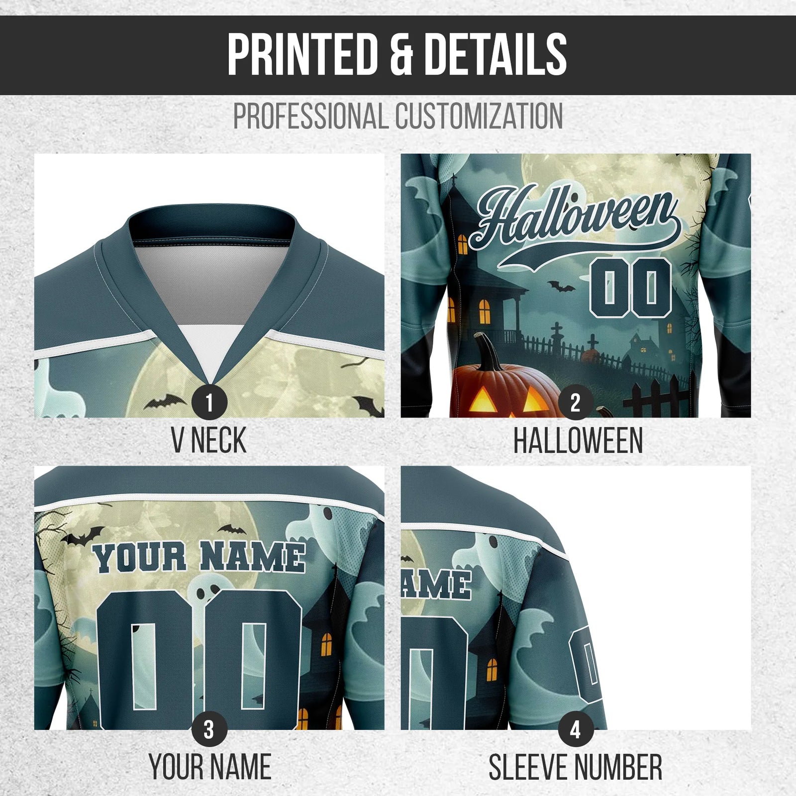 Custom Halloween Ice Hockey Jersey D6 Personalized Uniform with Name & Number