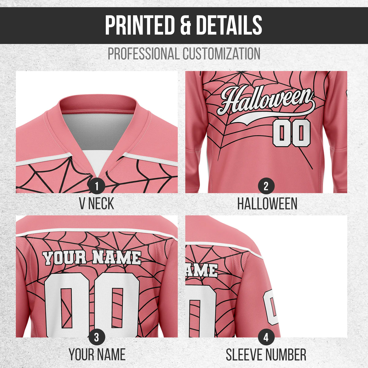 Custom Halloween Ice Hockey Jersey D10 Personalized Uniform with Name & Number