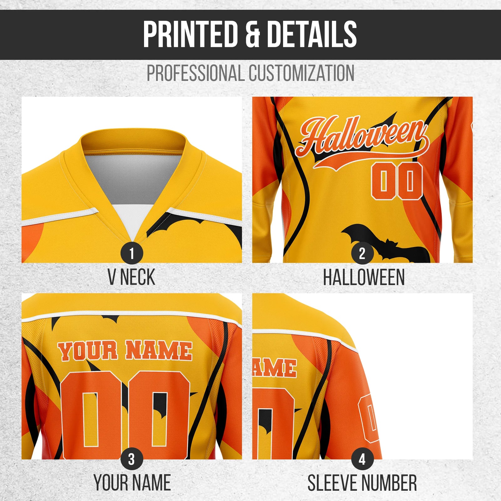 Custom Halloween Ice Hockey Jersey D4 Personalized Uniform with Name & Number