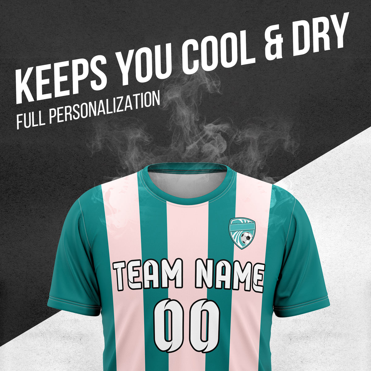 Custom Soccer Teal R Stripes Sports Tops Jersey